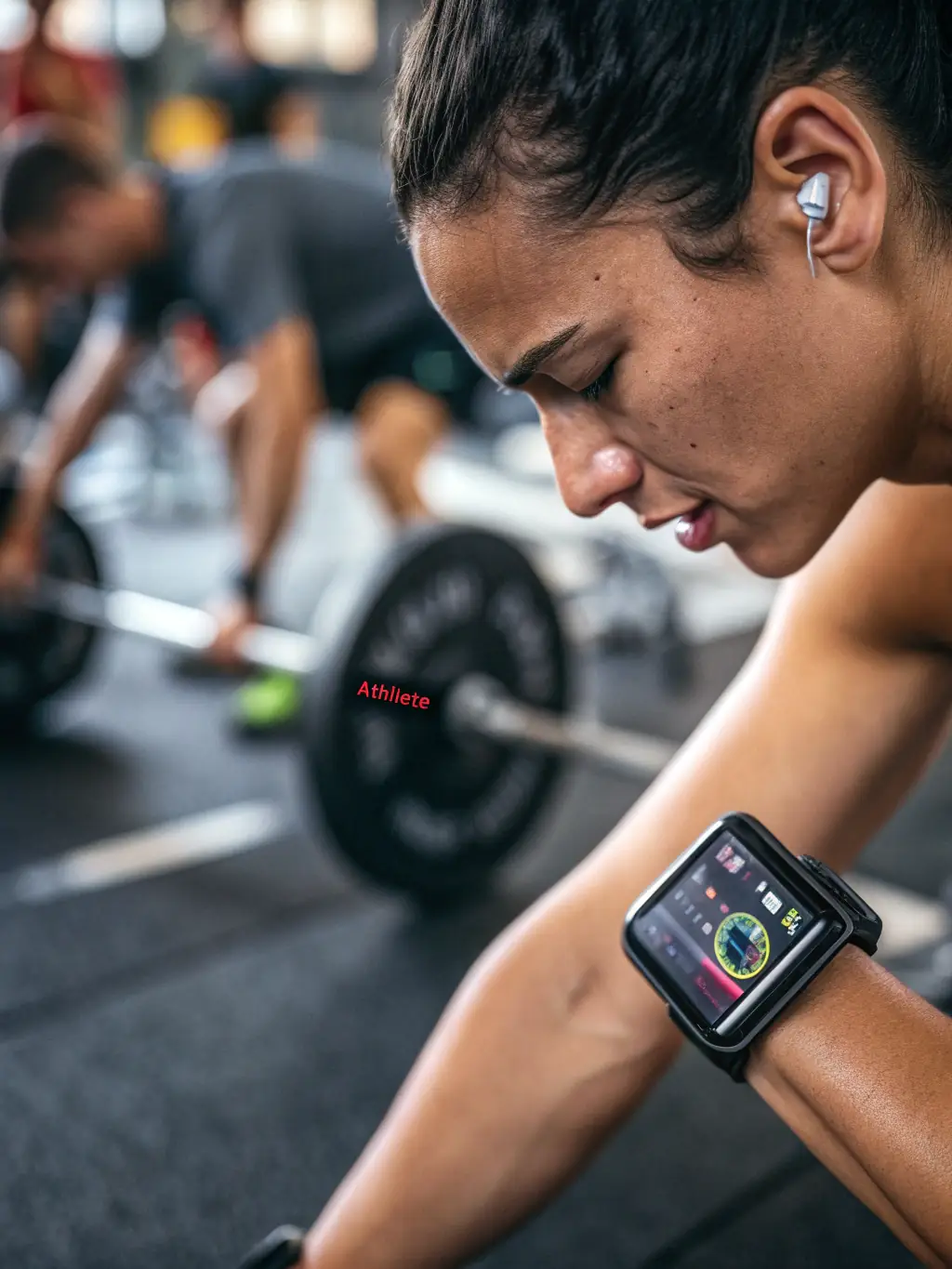 An image of a Vyonic-branded heart rate monitor being worn by an athlete during a training session, displaying real-time data on the screen.