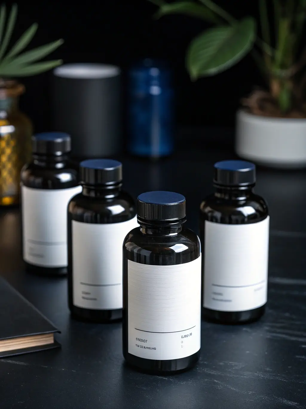 A close-up shot of Vyonic's 'Peak Performance' supplement bottle, highlighting its sleek design and key ingredients, set against a blurred background of a runner in motion.